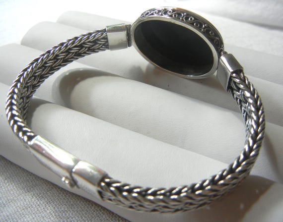 ブラックオニキス スターリングシルバー バリ ブレスレット: ウィート