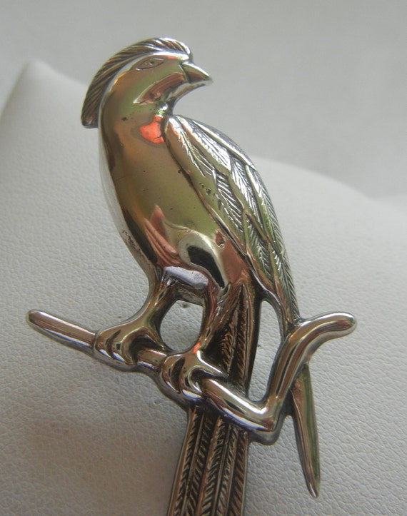 Large Bird of Paradise sterling silver brooch 7.8… - image 3