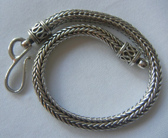 Bali wheat chain with toggle Vintage 20 Bali wheat chain sterling silver 30.2 grams 4.5mm Silver woven chain Mens Bali wheat chain.