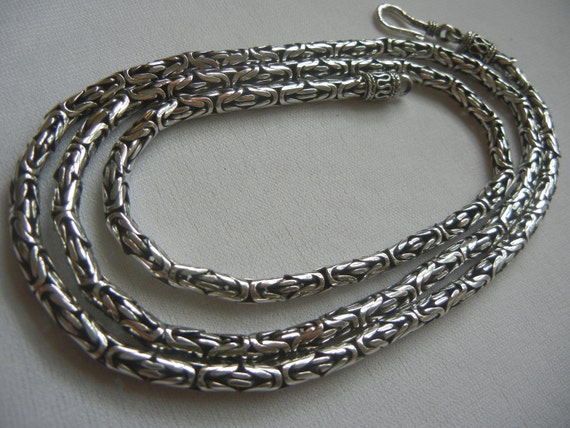 Bali wheat chain with toggle Vintage 20 Bali wheat chain sterling silver 30.2 grams 4.5mm Silver woven chain Mens Bali wheat chain.