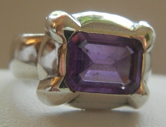 Vintage sterling silver and amethyst classic ring… - image 7