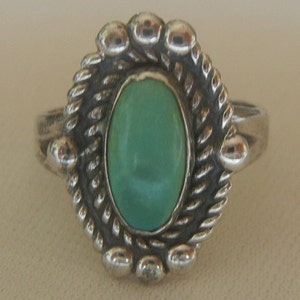 Vintage Bell Trading Post Navajo turquoise & sterling silver size 6.5 ring, 4 grams, 3/4x 1/2. Bell Trading jewelry. Native American ring image 5
