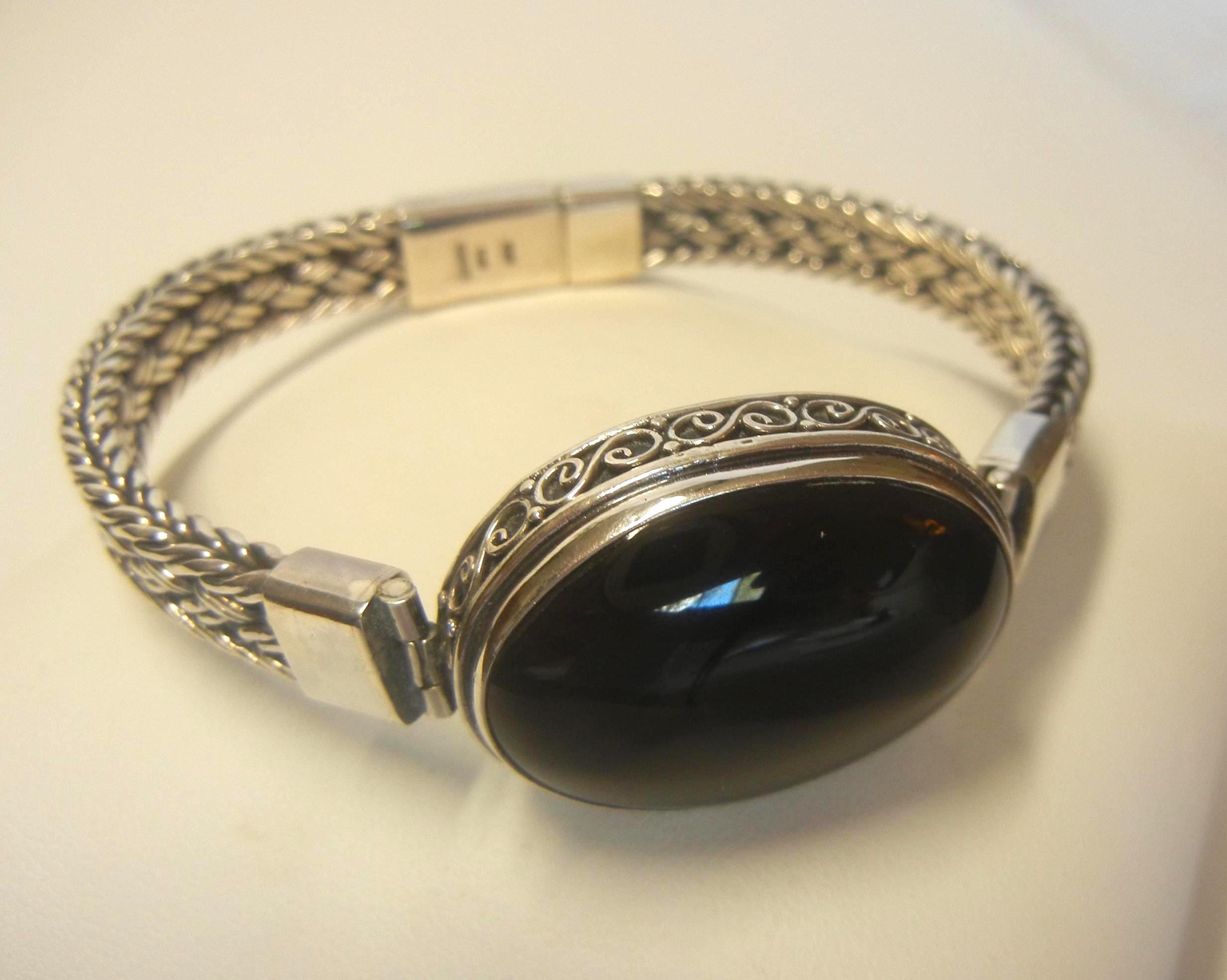 ブラックオニキス スターリングシルバー バリ ブレスレット: ウィート