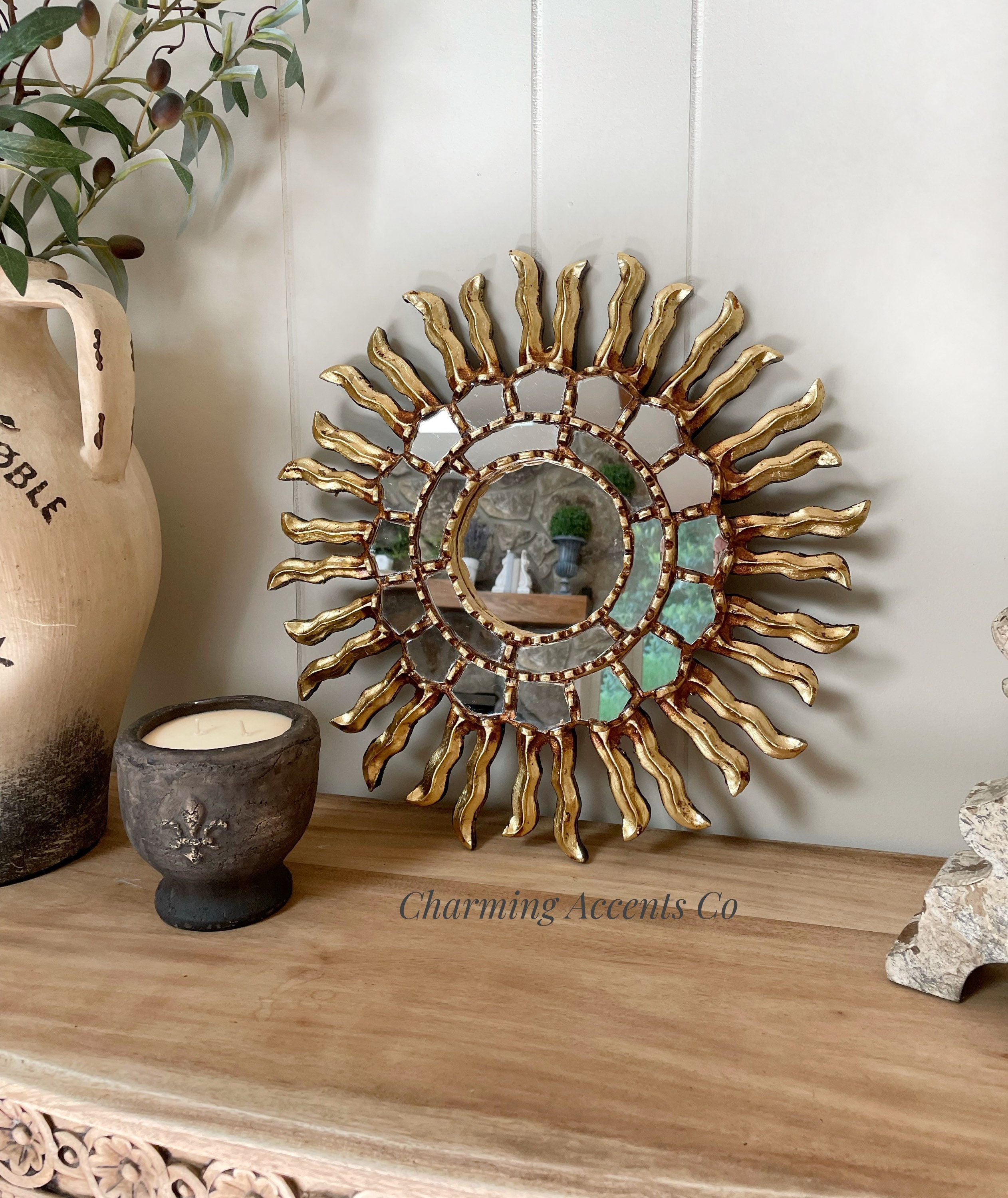 Sunray/set of 3 Gold Round Mirror/decorative Wall Art/circle