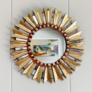 Handcrafted Peruvian Sunburst Mirror: Gold Leaf Finish, 16 Inch