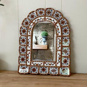 Mediterranean tiles arch mirror, Spanish Peruvian Italian French bohemian,unique mirror