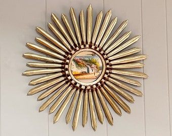 Sunburst, sun mirror, gallery mirror, handmade Peruvian sun mirror, Tropical mirror, mediterranean, Spanish French Italian, gold sun