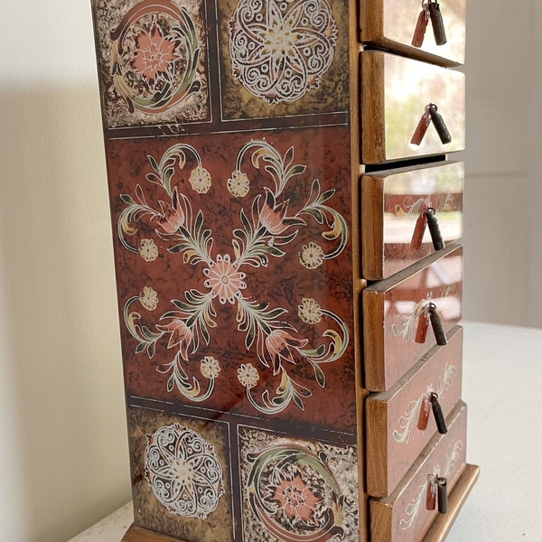 Jewelry box, Jewelry storage, Peruvian Spanish painted glass trinket box, joyero, bohemian, handmade box, unique gift