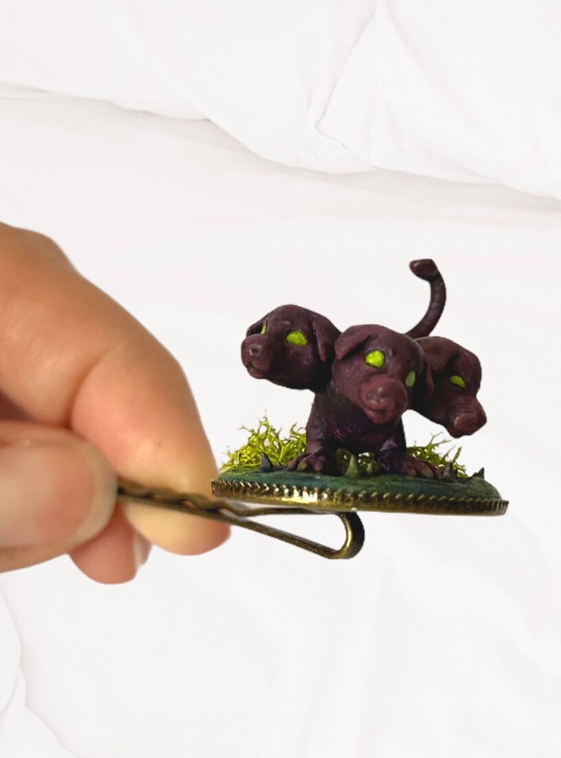 D&D DND Cerberus Puppy Dog Hair Pin, Barrette, Clip for the 