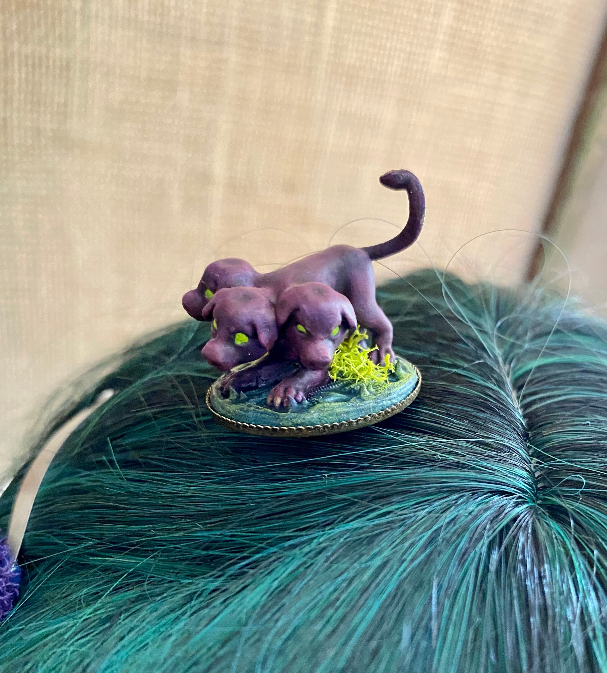 D&D DND Cerberus dog puppy hair pin, barrette, clip for the Nerd girl!! D&D DND Cerberus Puppy Dog Hair Pin, Barrette, Clip for the  main image 3