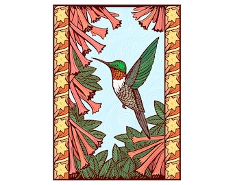 Hummingbird Foldover Card