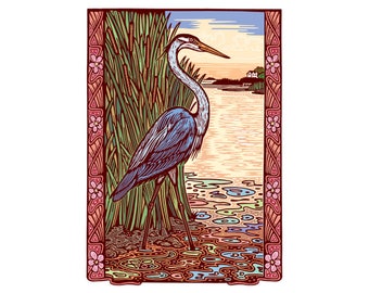 Great Blue Heron Foldover Card