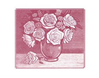 Roses Engraving