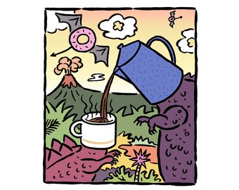 Dino Coffee  foldover card