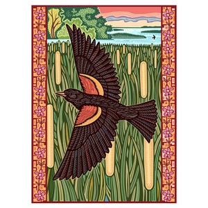 Red Winged Blackbird Foldover Card