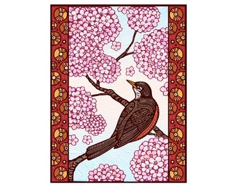 Robin & Blossoms Foldover Card