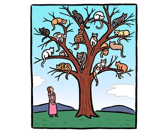 Tree of Cats foldover card