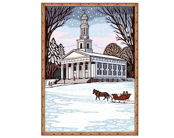 Snowy Church Foldover Card