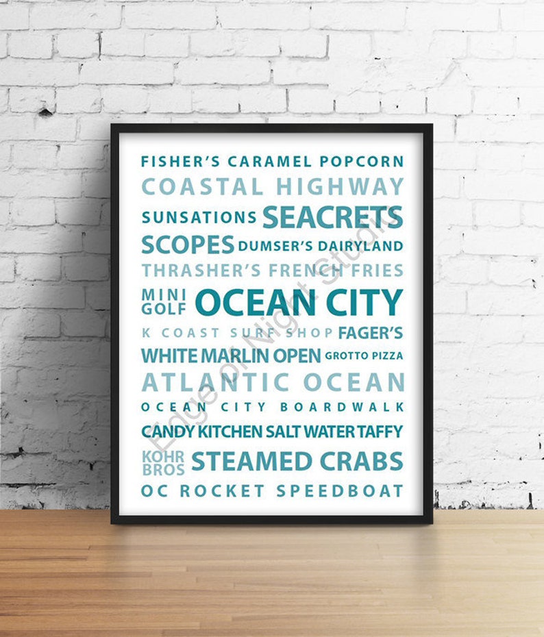 Ocean City MD Maryland OC OCMD Boardwalk Word Collage Wall Art Print