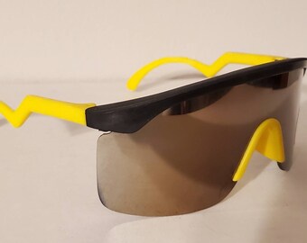Vintage Sport-Sonnenbrille // multicolor zick zack Gestelle // Blade Shades aus den 80er - 90er Jahren // Retro Multicolor Randlos // Festival Rave Party