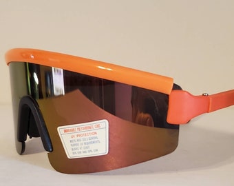 Rare Vintage Oakley Straight Sunglasses Black Orange Red Flames