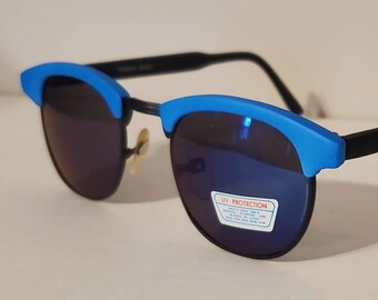 Gafas de sol vintage // Clubmaster // Browline // Monturas azules // Gafas de sol de verano // Gafas de sol retro modernas y divertidas // Gafas de sol hipster // Festival rave VTG