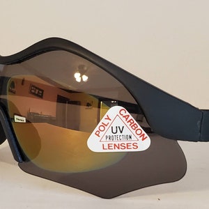 Vintage Sports Sunglasses //  Multi lens Ocean Lens // Black Frames Alien Bug Theme Costume // big shield sunglasses // classic party