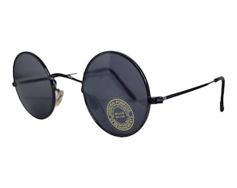 Vintage Sunglasses // Round Teashades // Hippie shades // cat eye // Retro // colorful party costume // black metal frame and rim