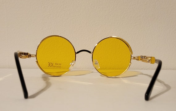 GDC Round Sunglasses イエロー Vintage Round Sunglasses // Gold Metal Teashades With Side