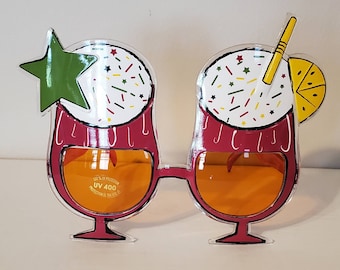 Vintage Margarita Party Sunglasses // Hawaiian Themed Party Shades // Bachelorette Party // Tiki Shades // summer beach festival drinking
