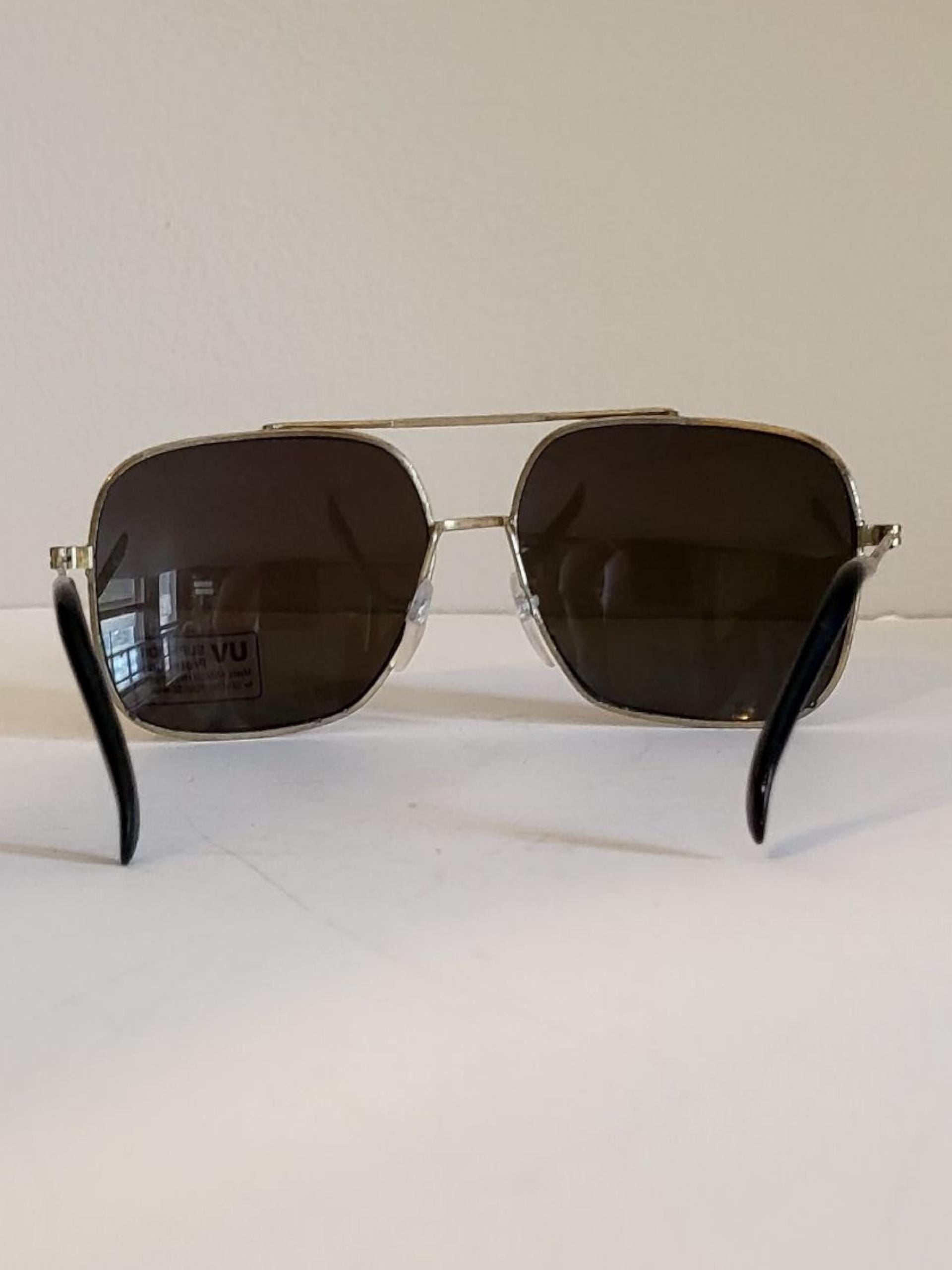 Retro Square Aviator Sunglasses Polarized Lens Double Bridge Frame Gold Double Bridge Grandpa Metal Gradient Sunglasses with  main image 4