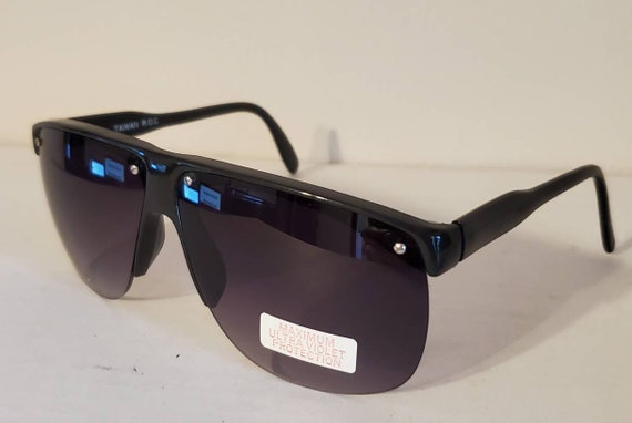 Vintage Aviator Squared Sunglasses // Black Plasi… - image 3