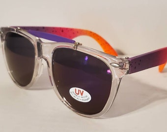Vintage Sonnenbrille // Multicolor // Beach Shades // Hawaiian Theme // Party Sonnenbrille // Beach Party // Klare Rahmen Hipster Rave Festival