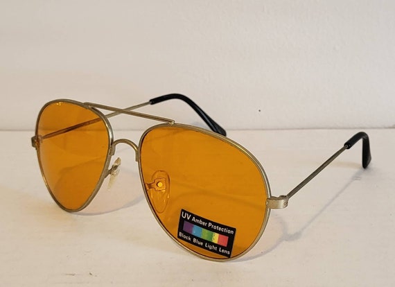 Vintage Aviator Sunglasses // Blue blocker lenses… - image 3