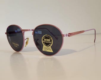 Vintage Round Cat Eye Sunglasses // Pink Metal Frames // Nickel Silver Frame // Wayfarer Oval glasses from 90s