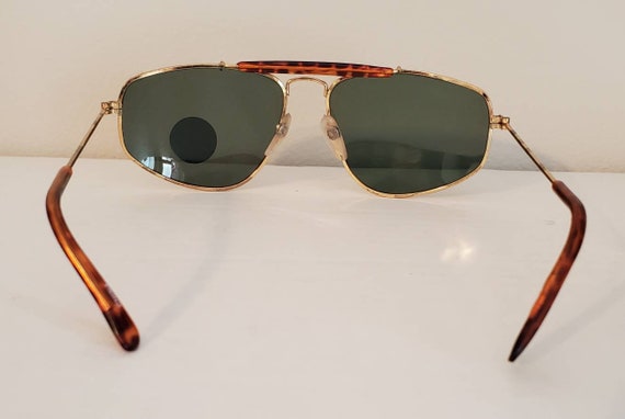 Vintage Sunglasses // Square Rectangle Gold Metal… - image 5