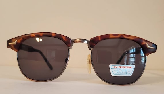 Vintage Clubmaster Browline Sunglasses // Matte B… - image 2