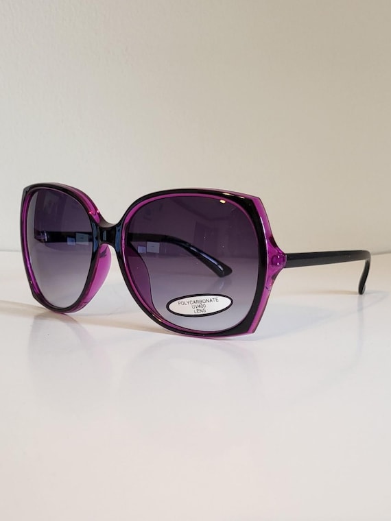 Vintage Womans Oversized Sunglasses // Blue - Purple Gradient
