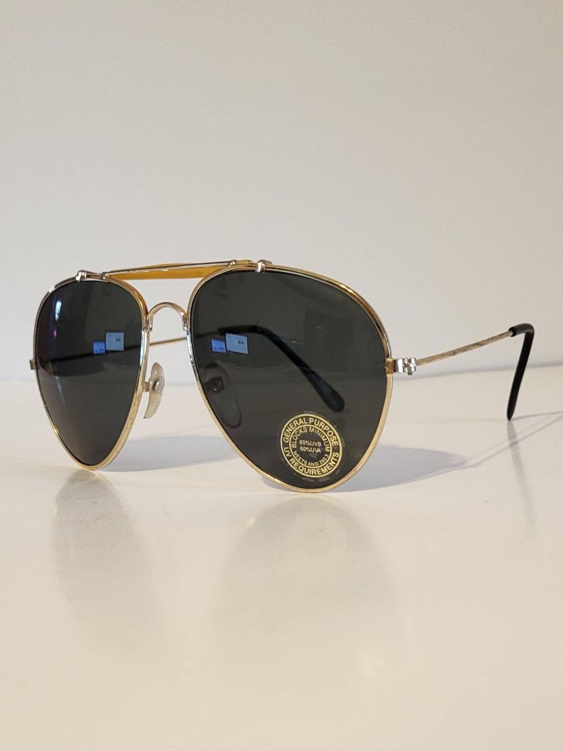 Retro Aviator Sunglasses for Women Men Metal Double Bridge Sun Glasses Amazon.com: FEISEDY Vintage Pilot Sunglasses Double Bridge  main image 3