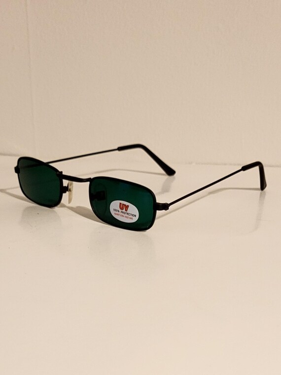 Vintage Sunglasses // Narrow Rectangular Glossy B… - image 2