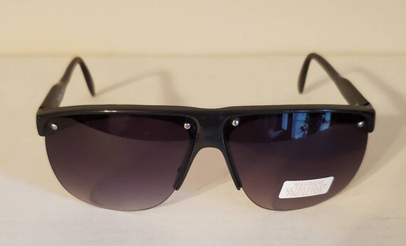 Vintage Aviator Squared Sunglasses // Black Plasi… - image 4