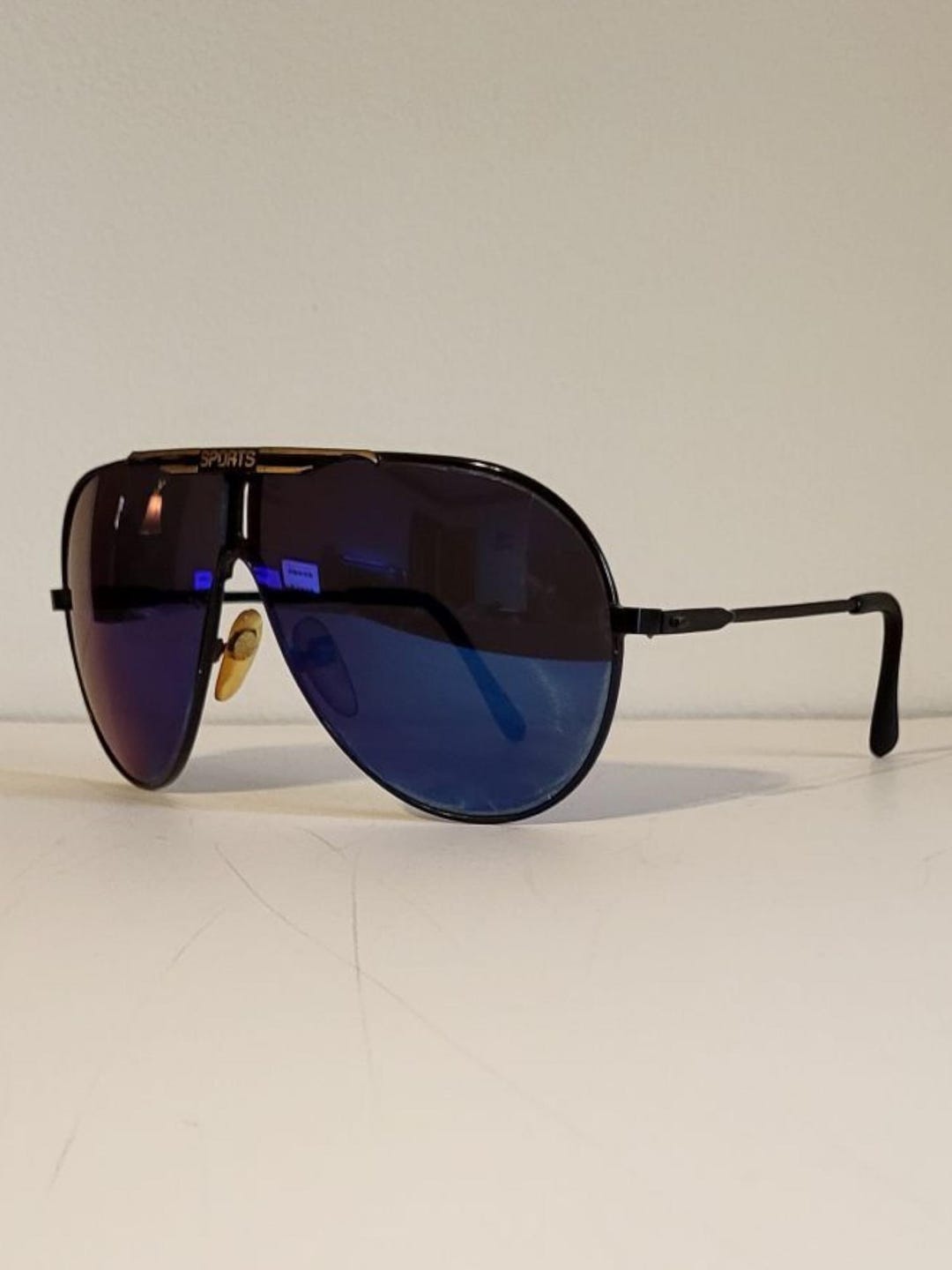 Vintage Aviator Teardrop Sunglasses // Blue Tint Lenses  display picture 1