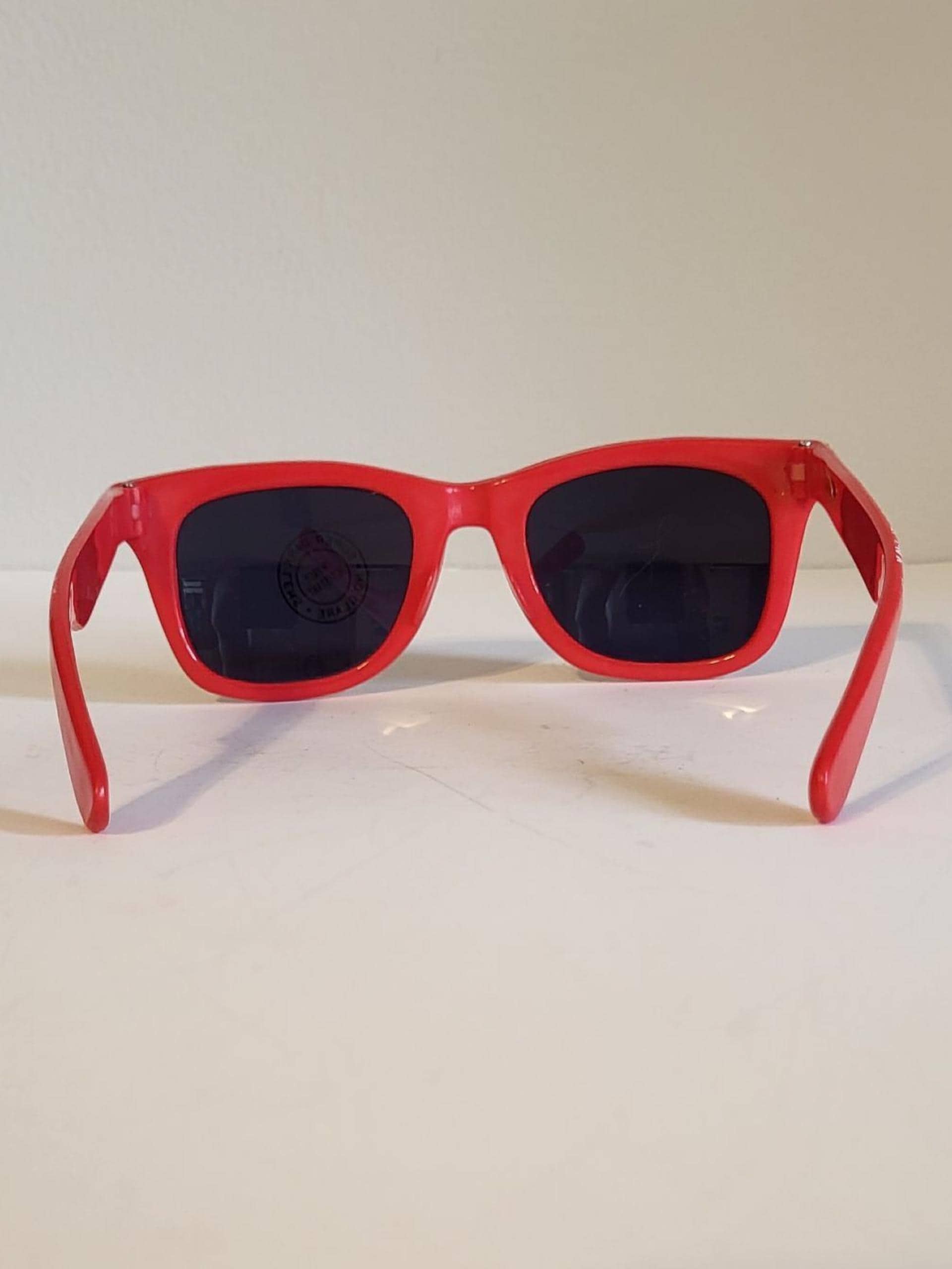 Vintage Retro Rad Typography Sunglasses // Glossy Red Frames W