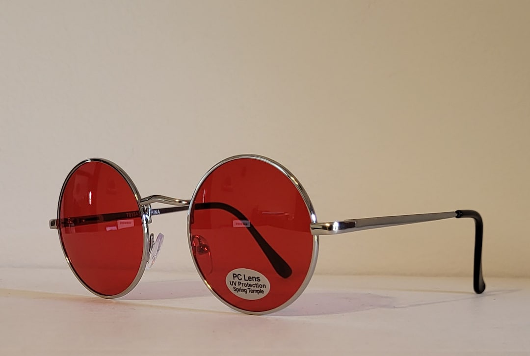 Red Round Vintage Sunglasses Amazon.com: Kursan Red Circle Glasses/Small Round Polarized  main image 4