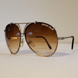 Vintage Aviator Style Grand Prix Sunglasses // Beige Gradient Lenses // Metal frames with brackets // Double Bridge // VTG NOS dead stock
