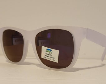 Vintage Color Changing Sunglasses // Browline // Clubmaster // 90s vintage retro // Beach Shades // White Purple // funky retro hipster