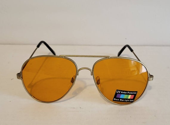 Vintage Aviator Sunglasses // Blue blocker lenses… - image 4