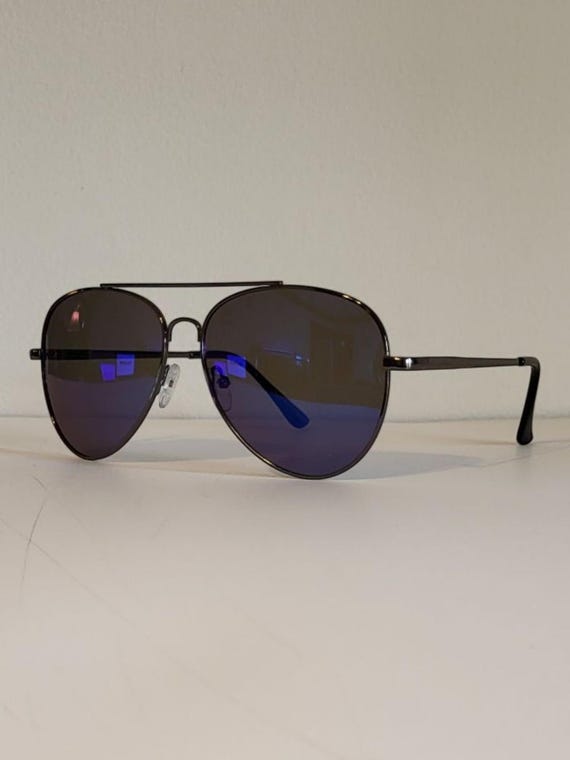 Classic Black Aviator Sunglasses with Blue-Tinted Lenses Classic 80s Inspired Color Tinted Lens Retro Aviator  main image 4