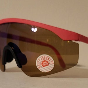 Vintage Sports Sunglasses // Pink Frames // big shield sunglasses // classic party racing beach summer NOS deadstock VTG