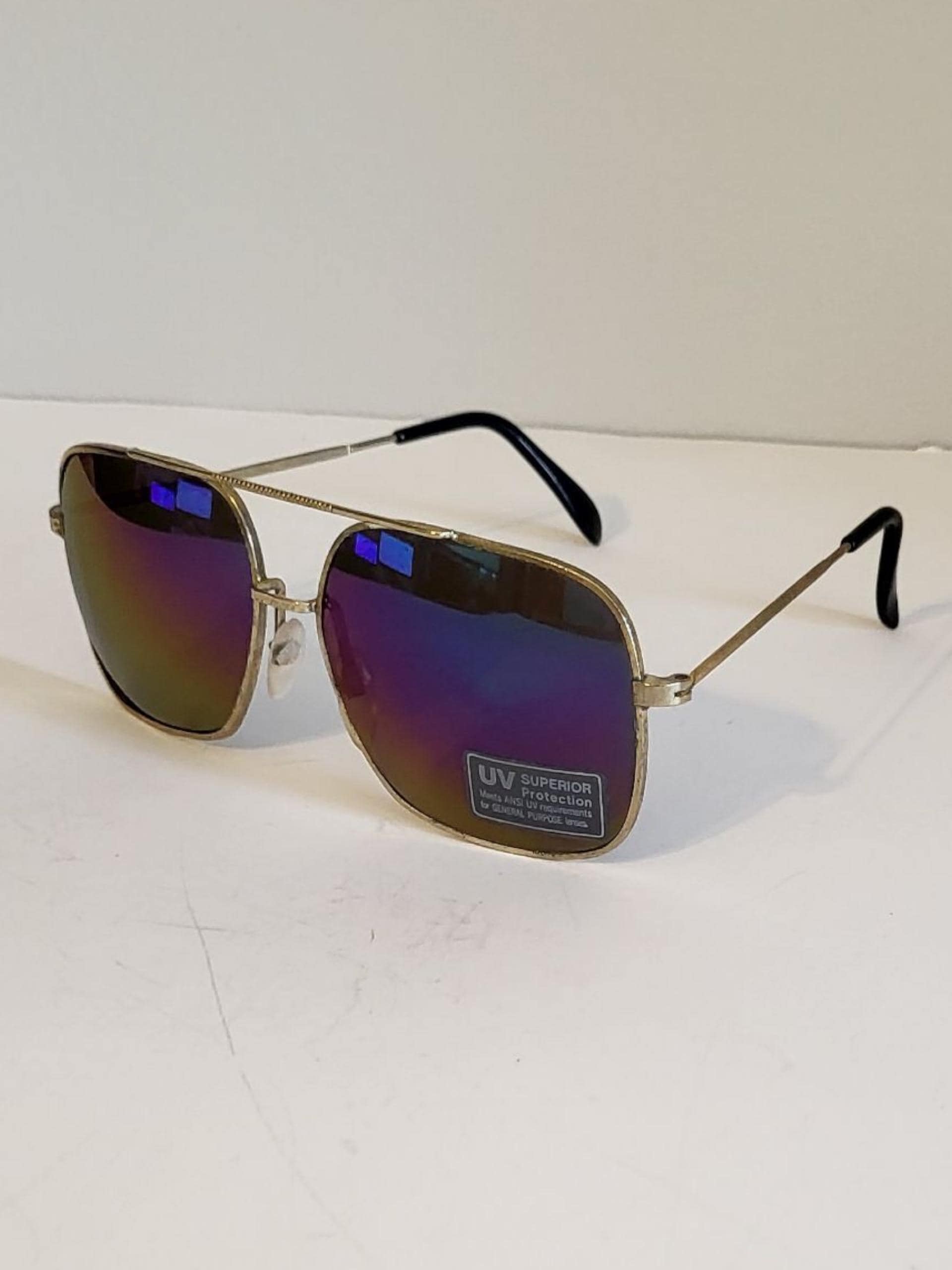 Vintage Double Bridge Square Aviator Sunglasses // Ocean 